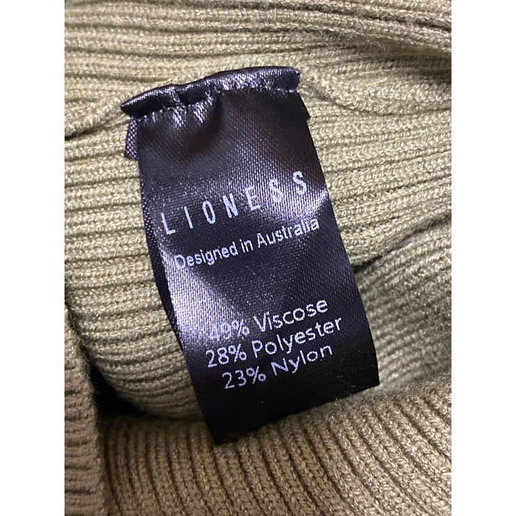 Lioness Women's Green Knit Crew Neck Long Sleeve Crop Cardigan Sweater Top Sz S