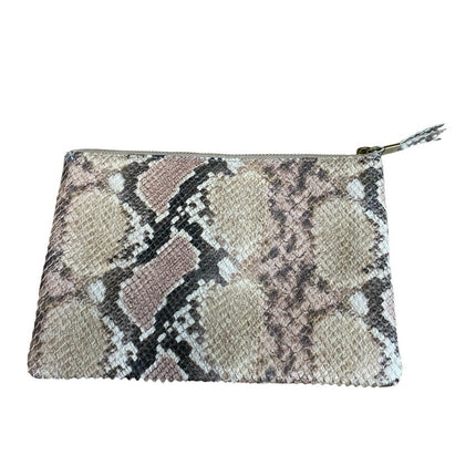 Madewell The Snake Embossed Leather Zip Cards Pouch Clutch Wristlet Wallet OS