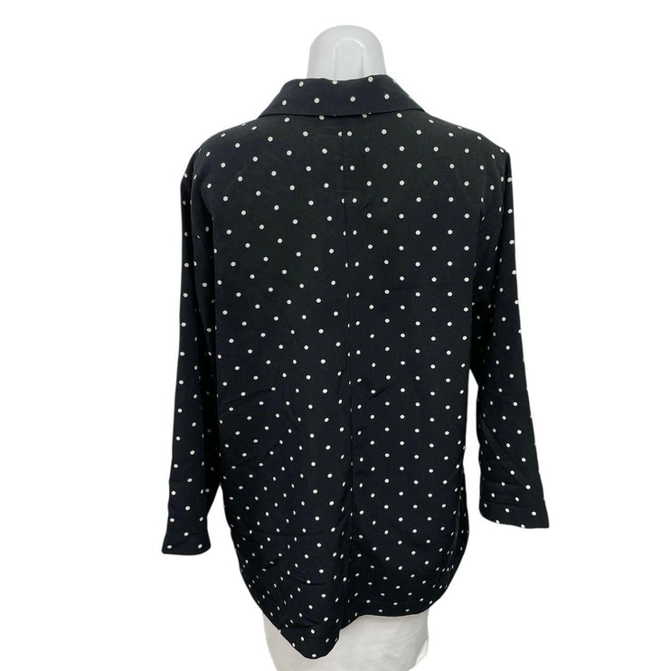 Monki Women's Black Polka Dots Notch Lapel Pocket Blazer Coat Jacket Size M
