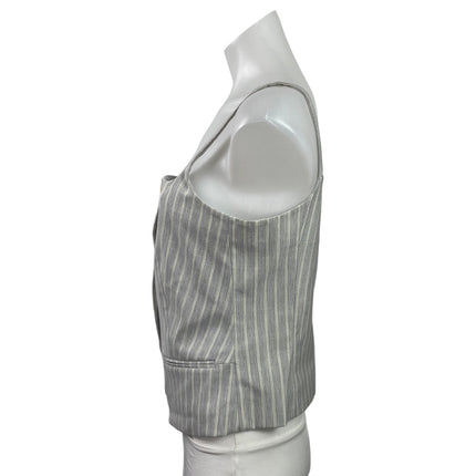 MNG Mango Women's Gray Striped Sleeveless Button Up Vest Tank Blouse Top Size M