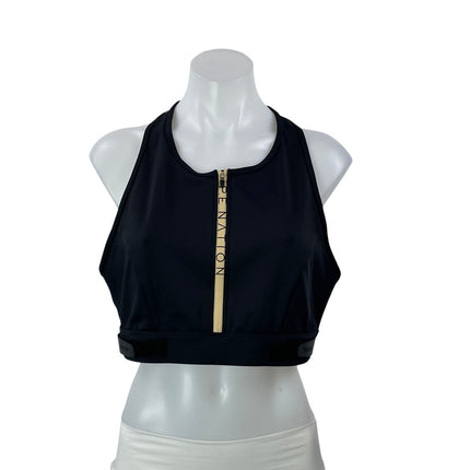 PE Nation Women's Black Full Zip Racerback Athletic Crop Top Sports Bra Size XL