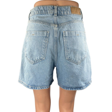 Zara Women's Blue Light Wash High Waisted Boyfriend Denim Jean Shorts Size 6