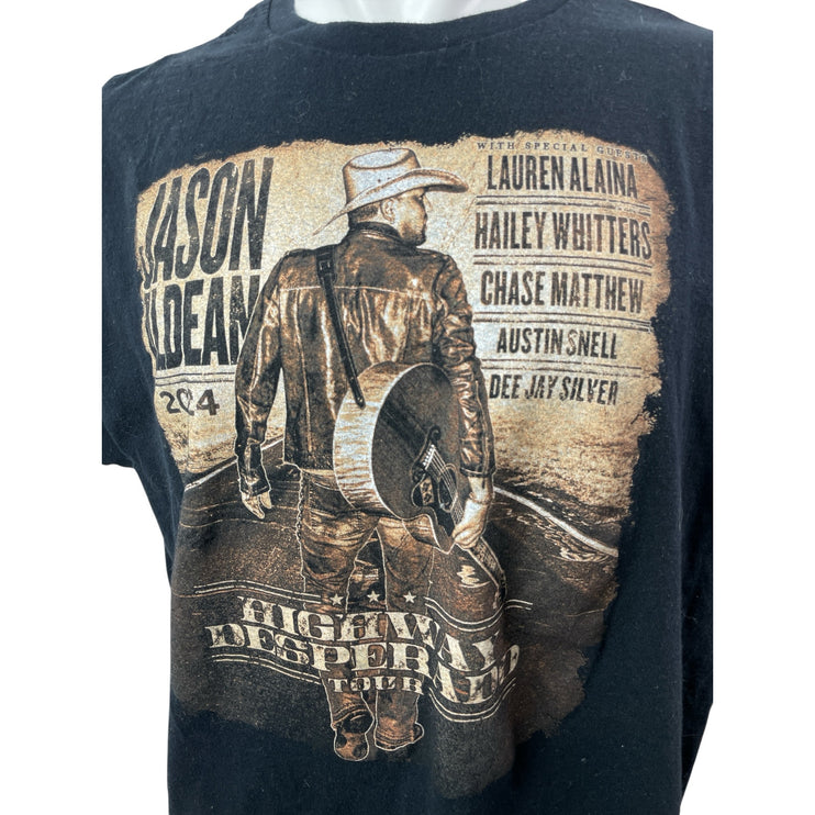 Mens Black Jason Aldean "Highway Desperado" Concert Tour T Shirt Tee Top Size XL
