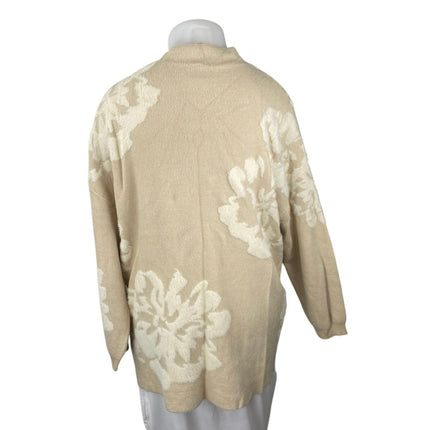 Anthropologie Maeve Cream Eyelash Floral Mock Neck Long Sleeve Sweater Top Sz L