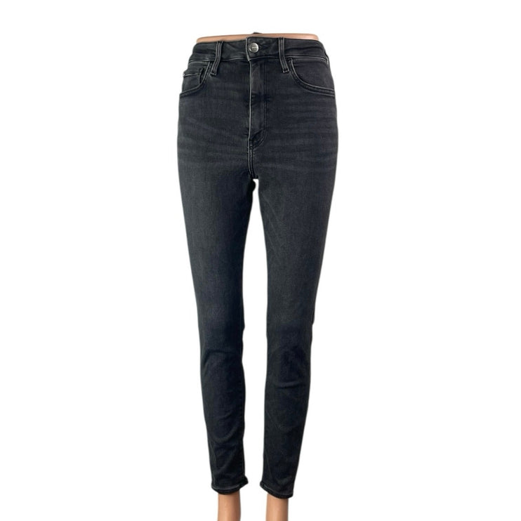 H&M Women's Black High Waisted Button Zip Slim Fit Skinny Denim Jeans Pants Sz S