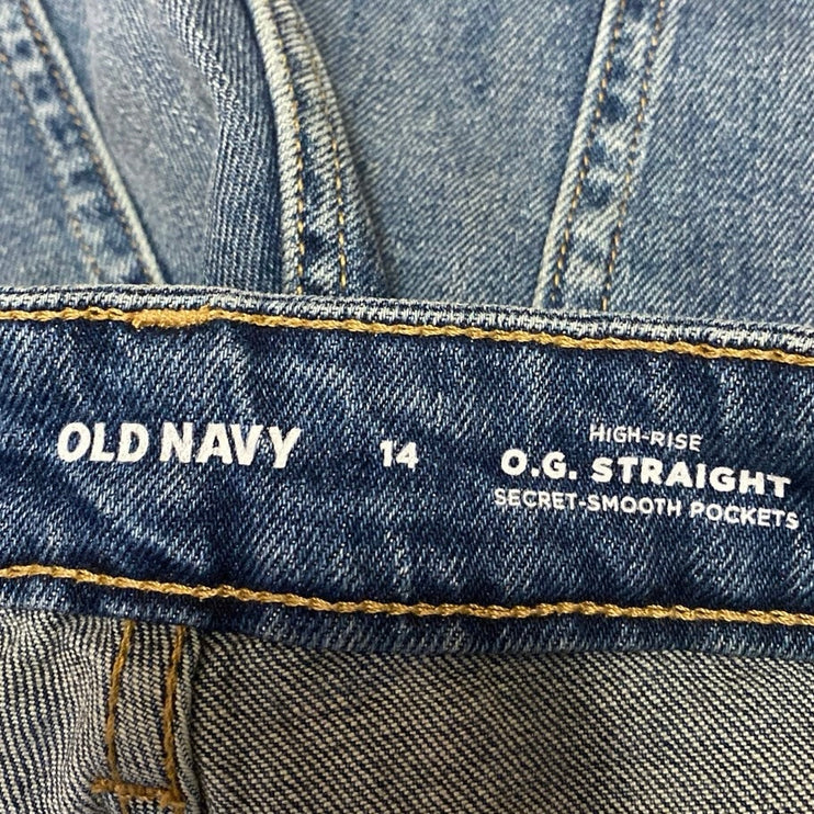 Old Navy OG Straight Women's Blue High Rise Cuffed Denim Jean Shorts Size 14