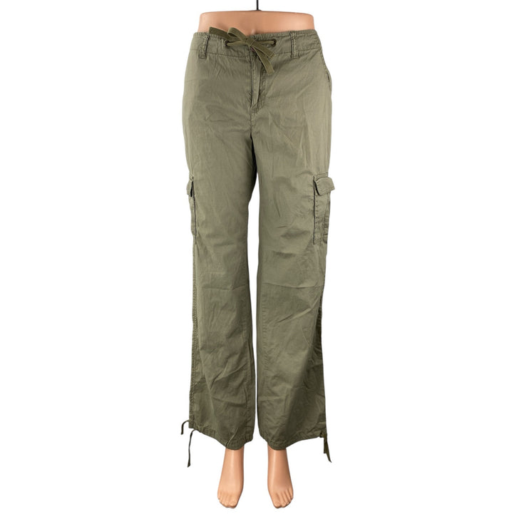DKNY Jeans Women's Green Mid Rise Loose Straight Baggy Cargo Trousers Pants Sz 4