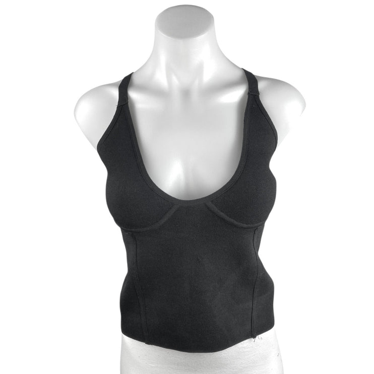 Zara Black Sleeveless Scoop Neck Cross Back Corset Bustier Cami Tank Top Size S