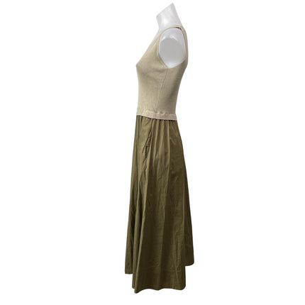 Taylor Beige Taupe Sleeveless Two Tone Ribbed Knit Drop Waist Maxi Dress Size XS