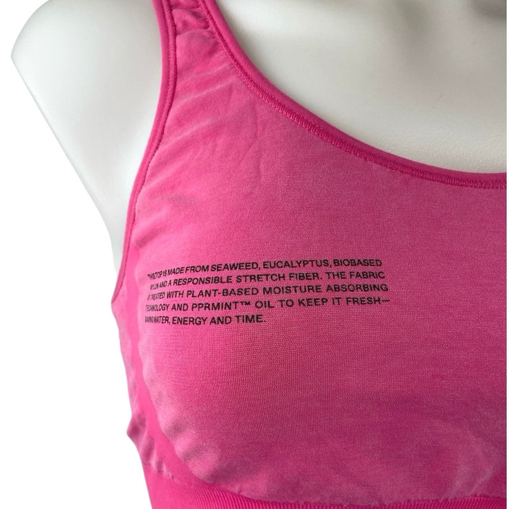 Pangaia Pink Sleeveless Activewear Gym Sports Bra & Biker Shorts Matching Set L