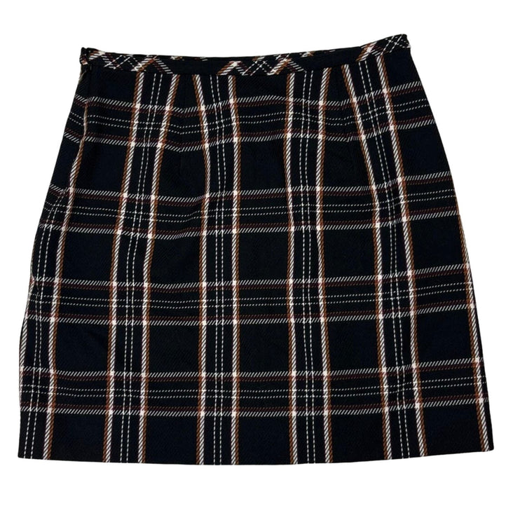 Banana Republic Black Multi Plaid High Waisted Lined A Line Mini Skirt Size 0