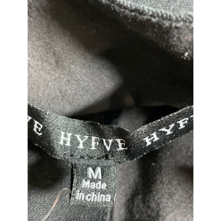 Hyfve Womens Black Linen Sleeveless Button Down Tie Waist A Line Midi Dress Sz M