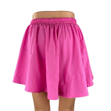 Free People FP Movement Pink High Waist Pleated Pull On Mini A Line Skirt Size S