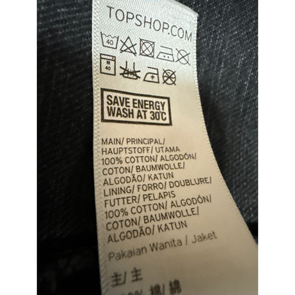 Topshop Moto Womens Black Button Down Long Sleeve Denim Jeans Coat Jacket Size 2