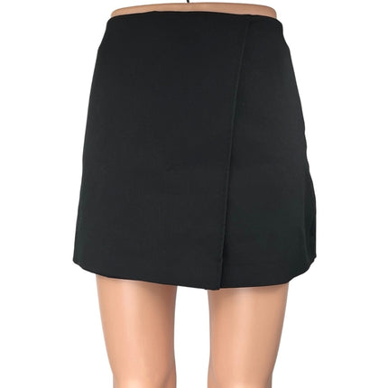 Zara Women's Black Side Zip Casual Mini A-Line Pencil Wrap Skirt Skort Size M