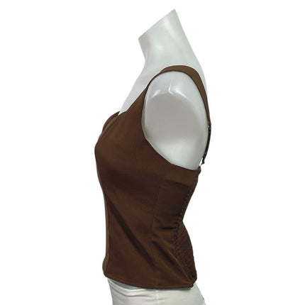 Abercrombie & Fitch Brown Sleeveless Sweetheart Smocked Cami Tank Top Size S