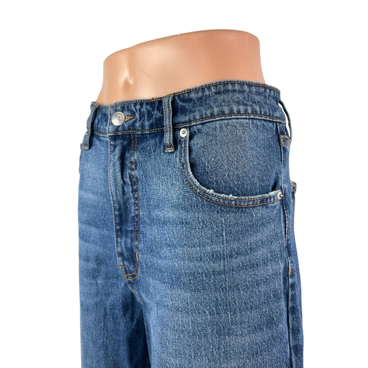 Free Assembly Women's Blue High Rise Wide Leg Baggy Palazzo Denim Jeans Size 35