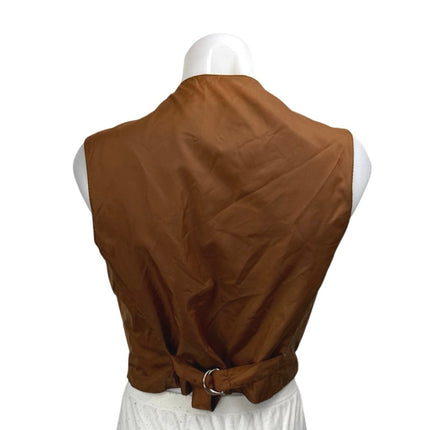 Wilsons Tan Brown 100% Leather Sleeveless Cowgirl Button Up Vest Jacket Size M