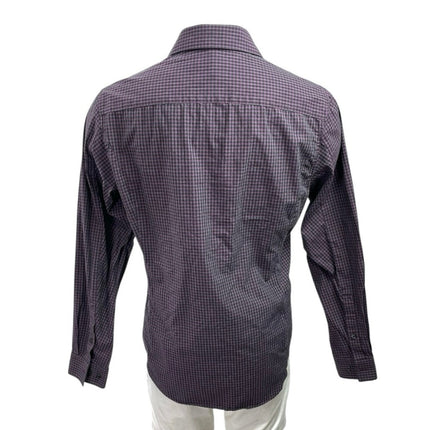 Calvin Klein Men's Purple Gingham Check Long Sleeve Button Down Dress Shirt 15.5