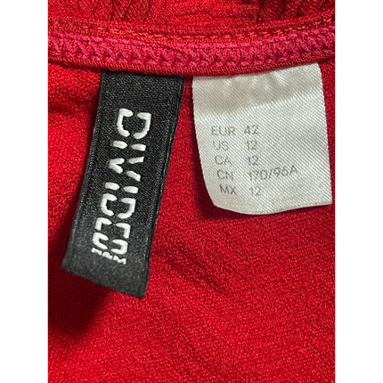H&M Divided Women's Red Short Sleeve Round Neck T Shirt Mini Shift Dress Size 12