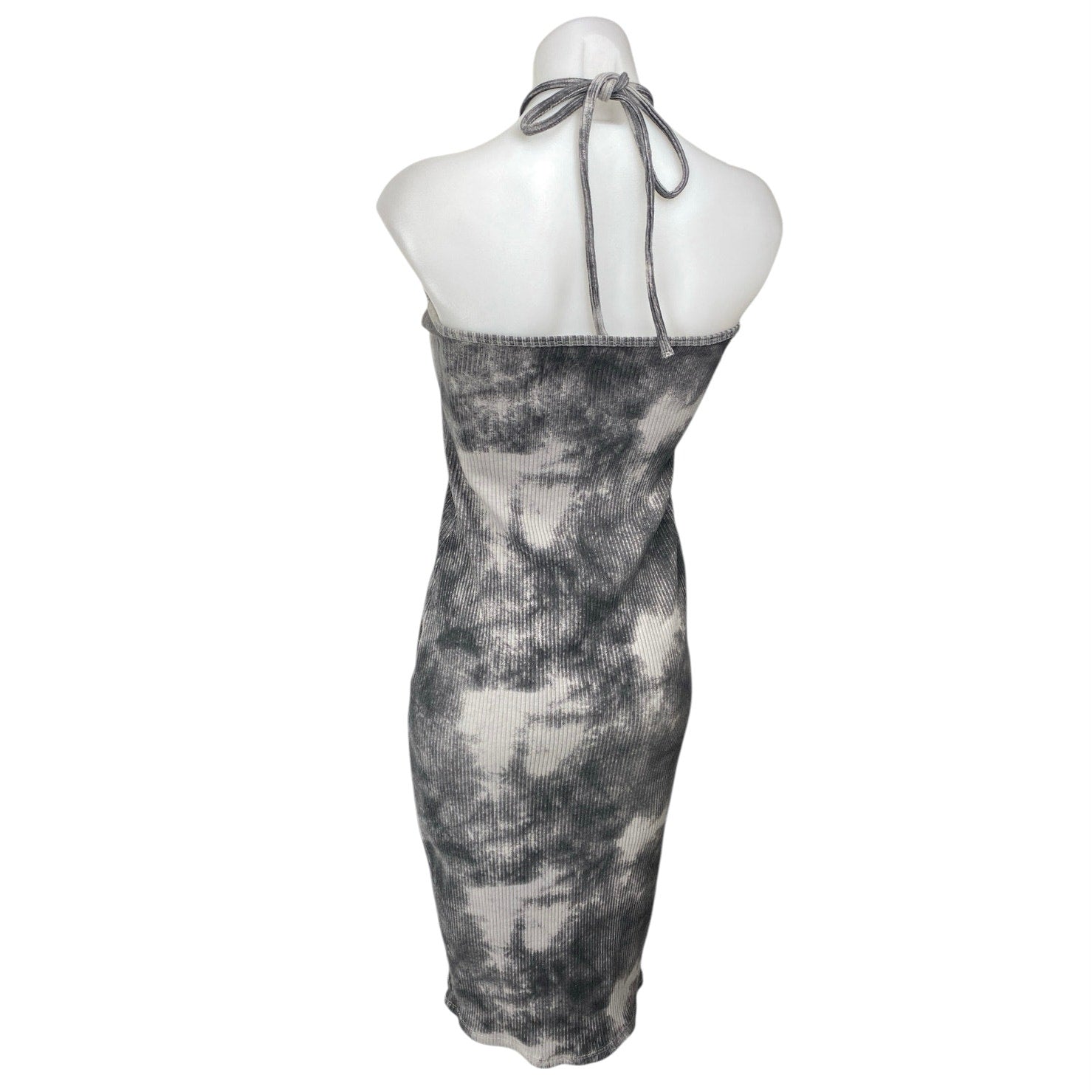 Zara Black White Tie Dye Halter Sleeveless Ribbed Knit Midi Bodycon Dress Size S Zara Black White Tie Dye Halter Sleeveless Ribbed Knit Midi Bodycon Dress Size S