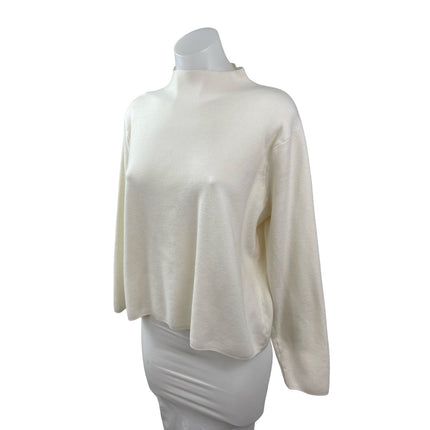 MNG Mango Women's Cream Ivory Long Sleeve Mock Neck Knit Sweater Top Size L