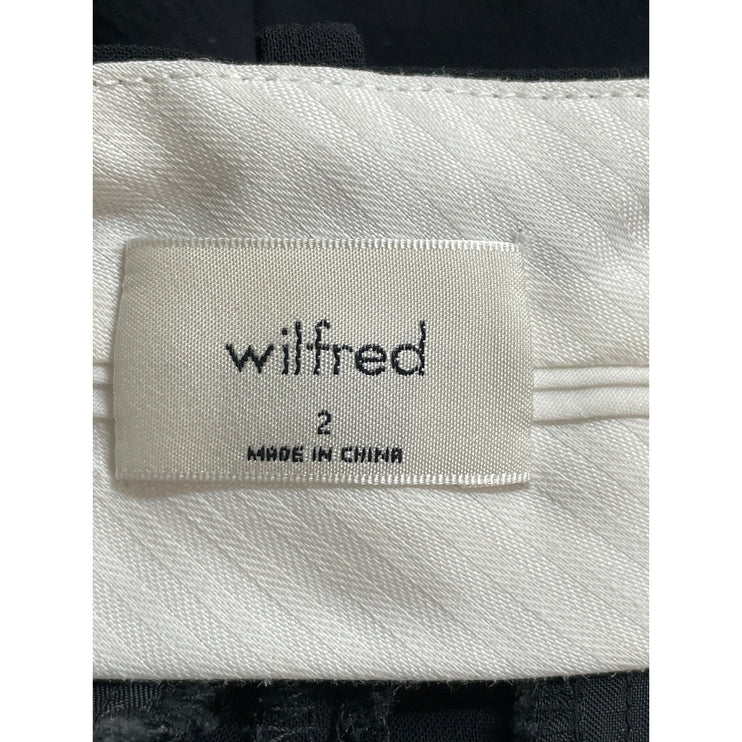 Aritzia Wilfred Women's Black Pleated High Rise Wide Leg Trousers Pants Size 2
