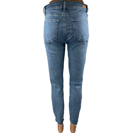 Paige Hoxton Blue High Waist Distressed Frayed Raw Hem Skinny Denim Jeans Sz 28