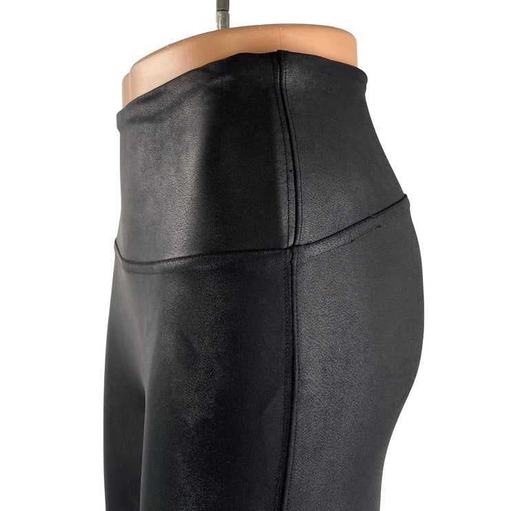 Spanx Women's Black Faux Vegan Leather High Rise Skinny Moto Leggings Pants Sz M