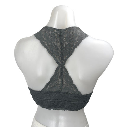 Free People Galloon Lace Gray Floral Sleeveless Racerback Bralette Top Size M