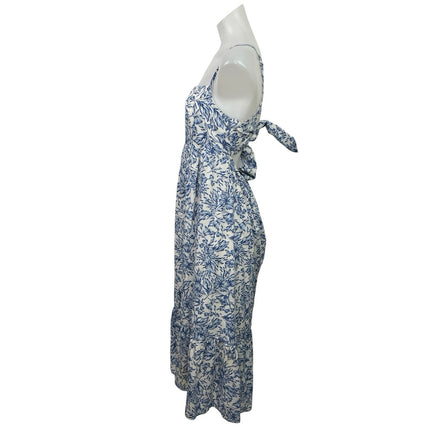 We're All Pretty Girls Blue Floral Tiered Maxi Cami Tank Flare A-Line Dress Sz M