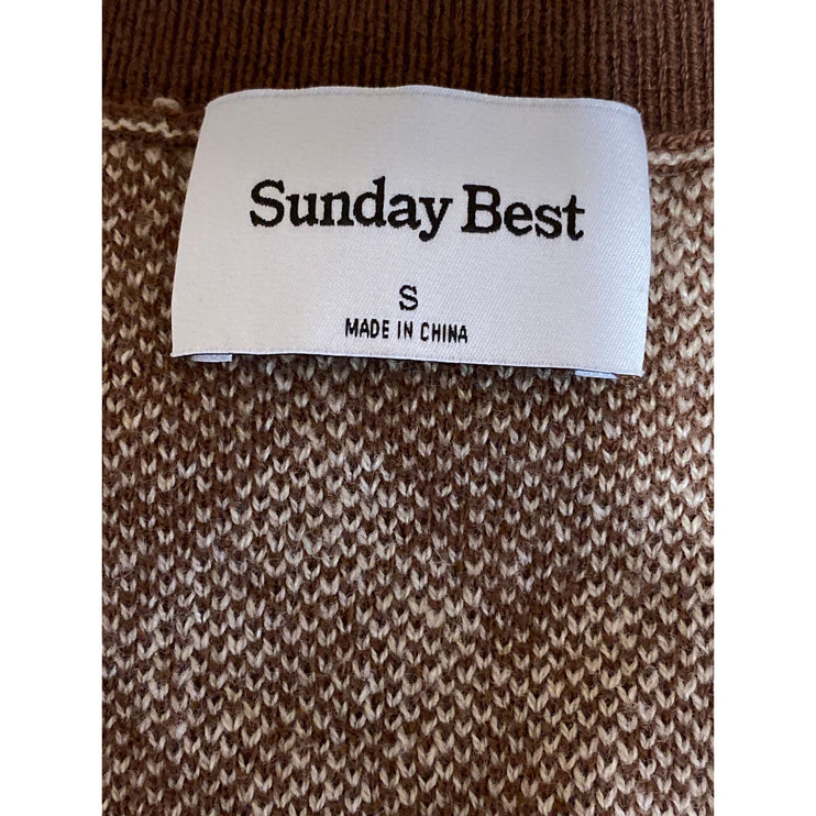 Aritzia Sunday Best Women's Brown Wool Argyle Sleeveless Sweater Vest Top Size S