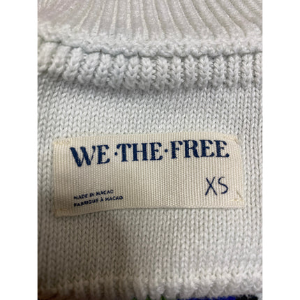 Free People Lyon White Multicolor Striped Turtleneck Long Sleeve Sweater Top XS