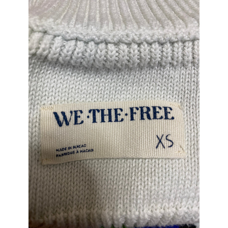 Free People Lyon White Multicolor Striped Turtleneck Long Sleeve Sweater Top XS