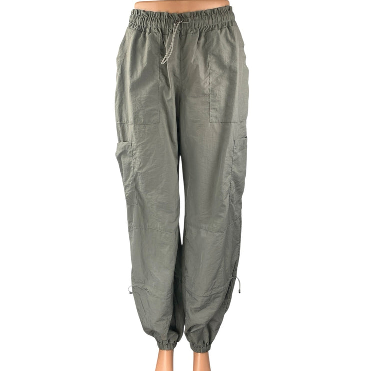 NEW White Fox Green Tapered Baggy Trousers Cargo Windbreaker Jogger Pants Sz XS