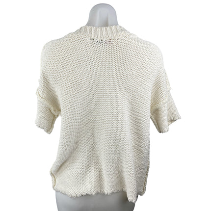 Free People FP Beach Women's White Knit Short Sleeve Cover Up Sweater Top Sz S