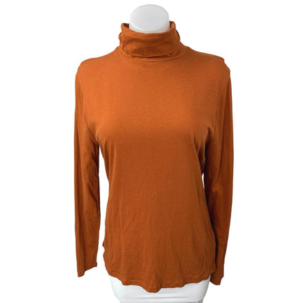 J.Crew Brown Knit Foldover Turtleneck Long Sleeve Pullover Sweater Top Size L