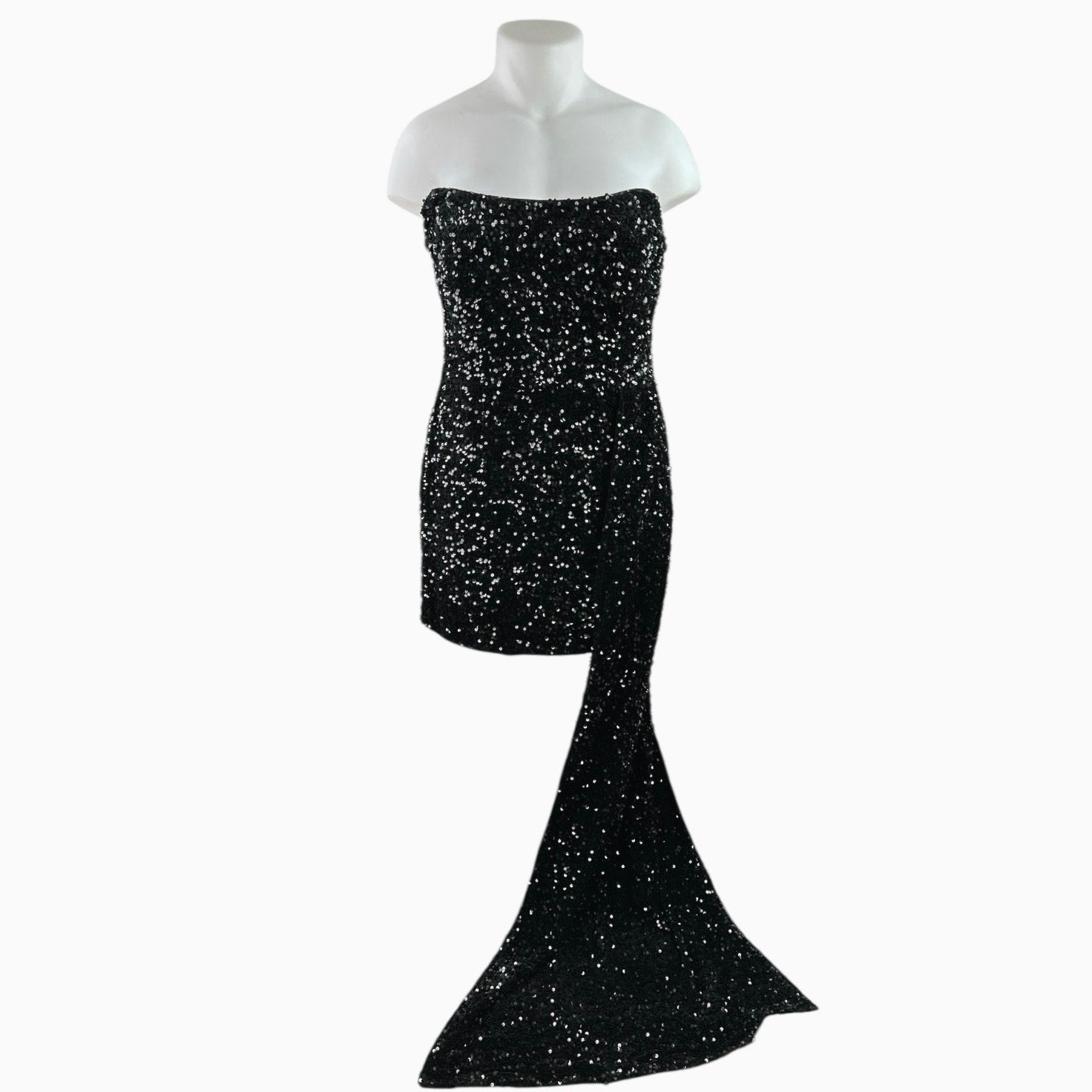 Fashion Nova Black Sequin Strapless Sleeveless Mini Cocktail Gown Dres Brie Fashion Nova Black Sequin Strapless Sleeveless Mini Cocktail Gown Dres Brie