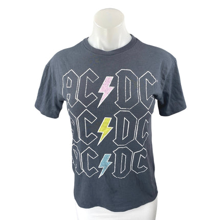 AC/DC Rock Band Women's Black Short Sleeve Concert Tour Basic Tee T-Shirt Top XS