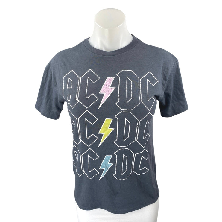 AC/DC Rock Band Women's Black Short Sleeve Concert Tour Basic Tee T-Shirt Top XS
