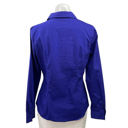 Worthington Womens Blue Collared Casual Long Sleeve Button Down Shirt Top Size 4
