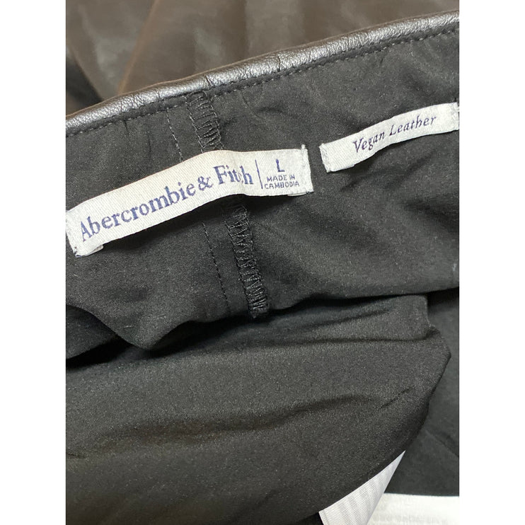Abercrombie & Fitch Black Faux Leather Vegan High Waist A Line Mini Skirt Size L