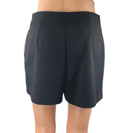 NEW Aqua Women's Black High Waisted Side Slit Casual Mini Skort Skirt Size 2