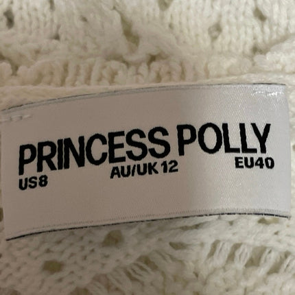 Princess Polly Cream Short Sleeves Crochet Open Knit Cardigan Sweater Top Size 8