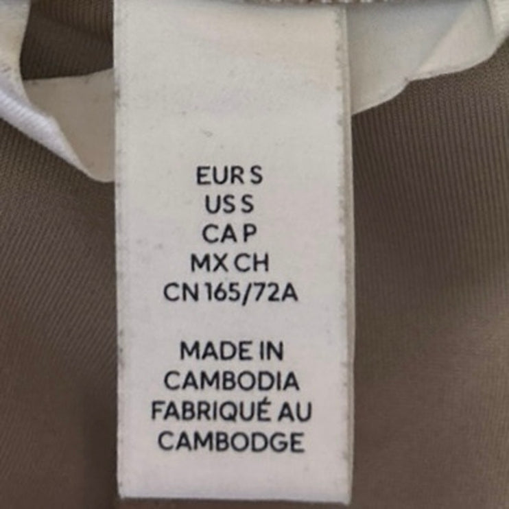 H&M Women's Beige Tan High Waisted Flared Bootcut Stretch Trousers Pants Size S