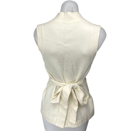 Anthropologie Cream Sleeveless Deep V Neck Pocket Knit Tank Blouse Top Size XS