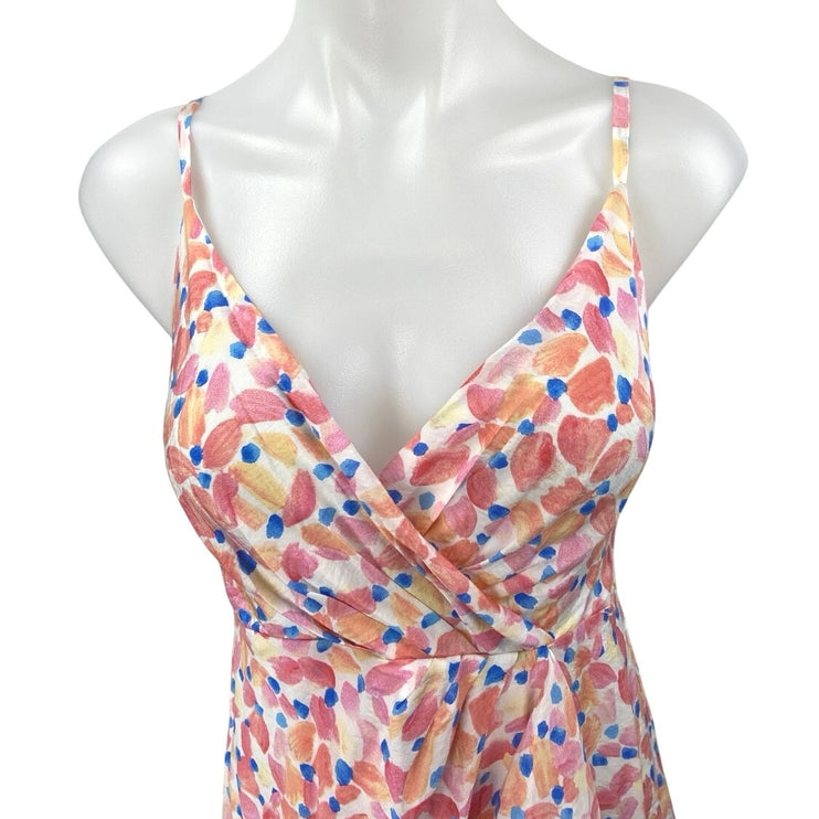 Coco Multicolor Floral Sleeveless Ruffle Cami Camisole Tank Midi Sheath Dress L