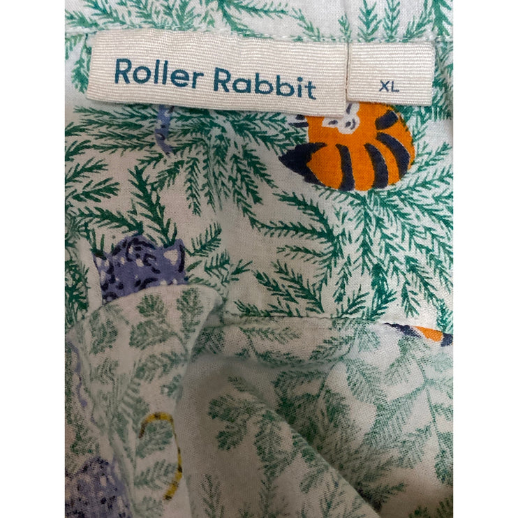 Roller Rabbit Women's Green Palm Tree Button Down Sleepwear Shirt Pajama Top XL
