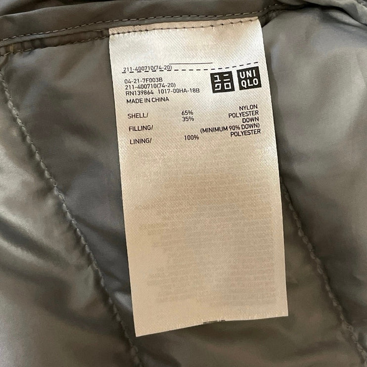 Uniqlo Womens Gray Sleeveless Zip Up High Neck Winter Puffer Vest Jacket Size XS