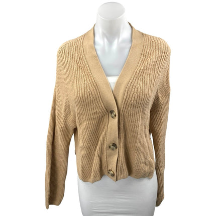 Abercrombie & Fitch Tan Long Sleeve Ribbed Knit Button Up Cardigan Sweater XS